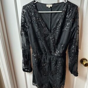 Tea n Cup Black One Piece Tomper with Sequin Detail Size Medium